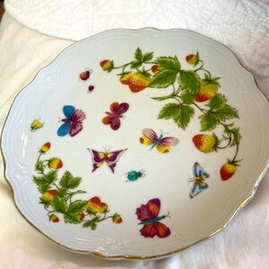 Floral and Butterfly Porcelain Royal Crown “Springtime Coupe” dessert plate